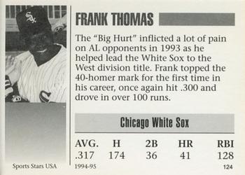 1993-95 Sports Stars USA (unlicensed) #124 Frank Thomas Back
