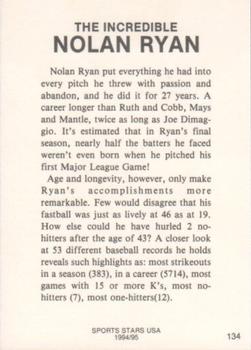 1993-95 Sports Stars USA (unlicensed) #134 Nolan Ryan Back