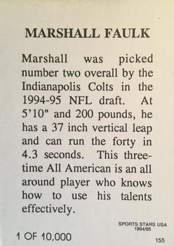 1993-95 Sports Stars USA (unlicensed) #155 Marshall Faulk Back