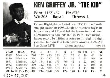 1993-95 Sports Stars USA (unlicensed) #165 Ken Griffey Jr. Back