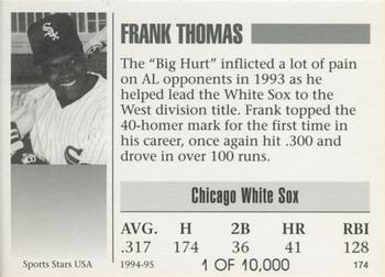 1993-95 Sports Stars USA (unlicensed) #174 Frank Thomas Back