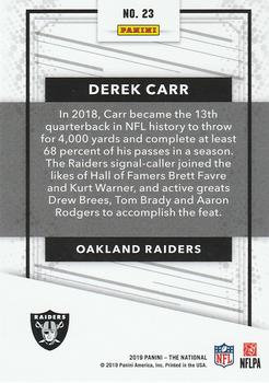 2019 Panini The National #23 Derek Carr Back