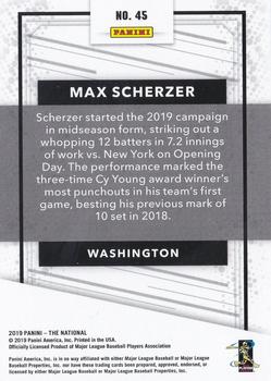 2019 Panini The National #45 Max Scherzer Back