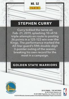 2019 Panini The National #52 Stephen Curry Back