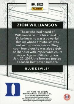 2019 Panini The National - Basketball Prospects #BK25 Zion Williamson Back