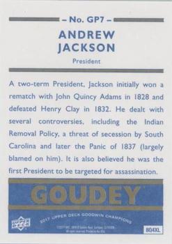 2017 Upper Deck Goodwin Champions - Goudey Presidents Royal Blue #GP7 Andrew Jackson Back