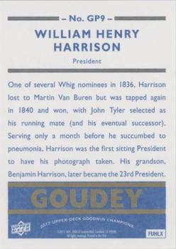 2017 Upper Deck Goodwin Champions - Goudey Presidents Royal Blue #GP9 William Henry Harrison Back