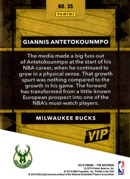 2019 Panini National Convention VIP Gold Packs #35 Giannis Antetokounmpo Back
