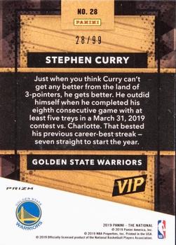 2019 Panini National Convention VIP Gold Packs - Purple Cracked Ice Prizm #28 Stephen Curry Back