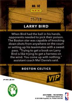 2019 Panini National Convention VIP Gold Packs - Pink Disco Prizm #32 Larry Bird Back
