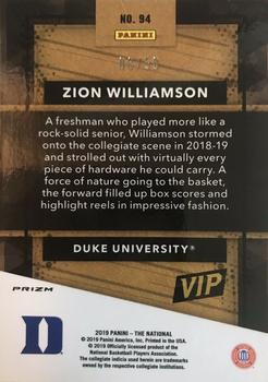 2019 Panini National Convention VIP Gold Packs - Pink Disco Prizm #94 Zion Williamson Back