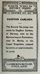 1926 Lambert & Butler Who’s Who in Sport #22 Dagfinn Carlsen Back