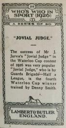 1926 Lambert & Butler Who’s Who in Sport #25 Jovial Judge Back