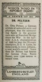 1926 Lambert & Butler Who’s Who in Sport #26 Otto Peltzer Back