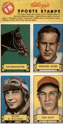 1937 Kellogg's Pep Sports Stamps - Unseparated Panels #18 Exterminator / Howard Jones / Roger Q. Williams / Sam West Front