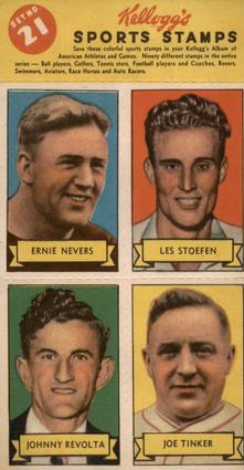1937 Kellogg's Pep Sports Stamps - Unseparated Panels #21 Ernie Nevers / Les Stoefen / Johnny Revolta / Joe Tinker Front