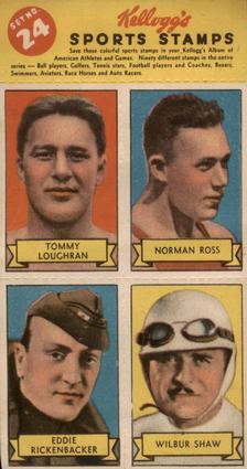 1937 Kellogg's Pep Sports Stamps - Unseparated Panels #24 Tommy Loughran / Norman Ross / Eddie Rickenbacker / Wilbur Shaw Front