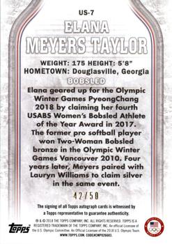 2018 Topps U.S. Olympic & Paralympic Team Hopefuls - Autographs Silver #US-7 Elana Meyers Taylor Back