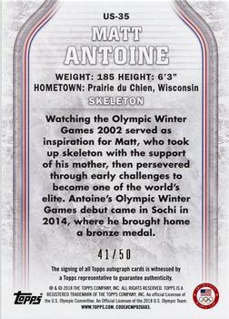 2018 Topps U.S. Olympic & Paralympic Team Hopefuls - Autographs Silver #US-35 Matt Antoine Back