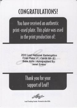 2013 Leaf National Convention - Printing Plate Cyan Autographs #N-JE1 Janet Evans Back