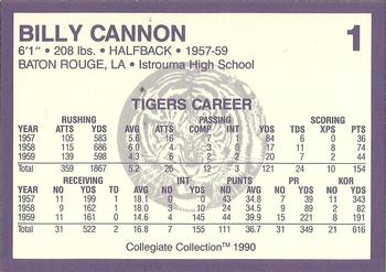 1990 Collegiate Collection LSU Tigers - Promos #1 Billy Cannon Back