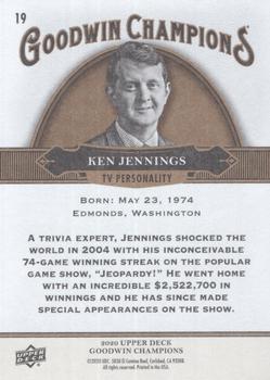 2020 Upper Deck Goodwin Champions #19 Ken Jennings Back