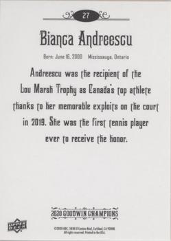 2020 Upper Deck Goodwin Champions #27 Bianca Andreescu Back