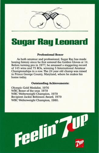 1981 7-Up Jumbo Cards #NNO Sugar Ray Leonard Back