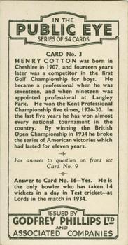 1935 Godfrey Phillips In The Public Eye #3 Henry Cotton Back