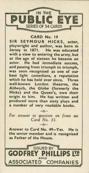 1935 Godfrey Phillips In The Public Eye #19 Seymour Hicks Back