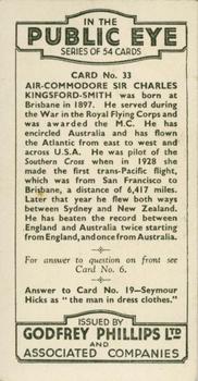1935 Godfrey Phillips In The Public Eye #33 Charles Kingsford Smith Back