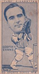 1949 Carreras Turf Cigarettes Sports Series #9 Godfrey Evans Front