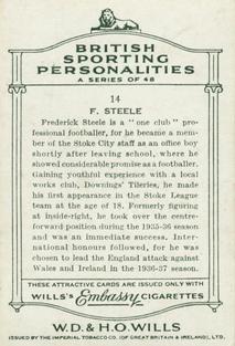 1937 Wills's British Sporting Personalities #14 Freddie Steele Back