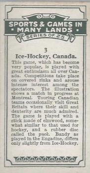 1930 B.A.T. Sports & Games In Many Lands #3 Ice Hockey, Canada Back