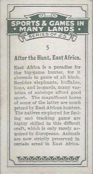 1930 B.A.T. Sports & Games In Many Lands #5 After the Hunt, East Africa Back