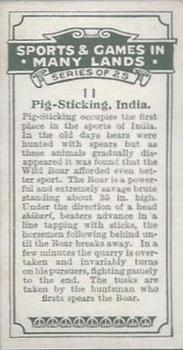 1930 B.A.T. Sports & Games In Many Lands #11 Pig-Sticking, India Back