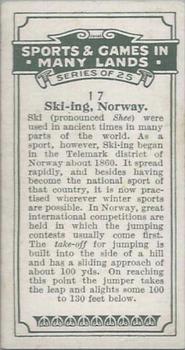 1930 B.A.T. Sports & Games In Many Lands #17 Ski-ing, Norway Back