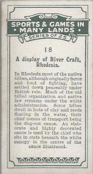 1930 B.A.T. Sports & Games In Many Lands #18 A display of River Craft, Rhodesia Back