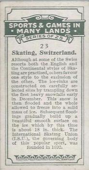 1930 B.A.T. Sports & Games In Many Lands #23 Skating, Switzerland Back