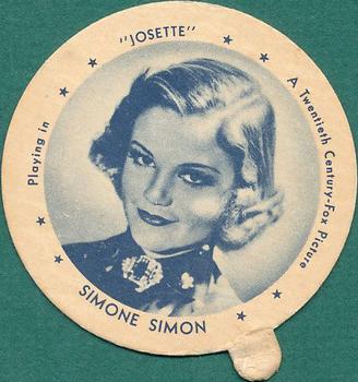 1938 Dixie Ice Cream Lids #NNO Simone Simon Front