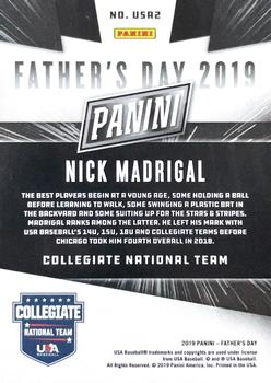 2019 Panini Father's Day - USA Baseball #USA2 Nick Madrigal Back