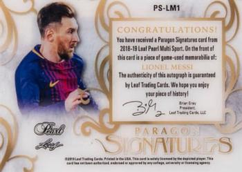 2018-19 Leaf Pearl - Paragon Signatures - Gold #PS-LM1 Lionel Messi Back