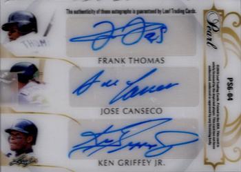 2018-19 Leaf Pearl - Pearl Signatures 6 #PS6-04 Barry Larkin / Jim Thome / Sammy Sosa / Frank Thomas / Jose Canseco / Ken Griffey Jr. Back