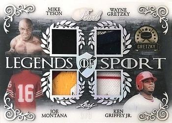 2018-19 Leaf Pearl - Legends of Sport 4 Relics #LS4-05 Mike Tyson / Wayne Gretzky / Joe Montana / Ken Griffey Jr. Front