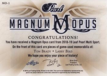 2018-19 Leaf Pearl - Magnum Opus Dual Relics #MO-1 Larry Bird / Tom Brady Back
