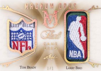 2018-19 Leaf Pearl - Magnum Opus Dual Relics #MO-1 Larry Bird / Tom Brady Front