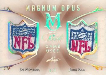 2018-19 Leaf Pearl - Magnum Opus Dual Relics #MO-05 Joe Montana / Jerry Rice Front