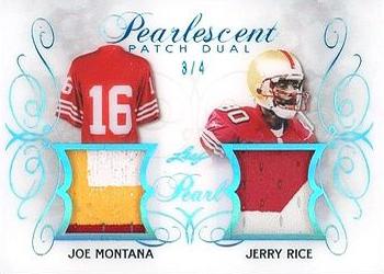 2018-19 Leaf Pearl - Pearlescent Dual Patch - Platinum #PPD-07 Joe Montana / Jerry Rice Front