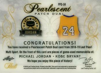 2018-19 Leaf Pearl - Pearlescent Dual Patch - Gold #PPD-04 Michael Jordan / Kobe Bryant Back