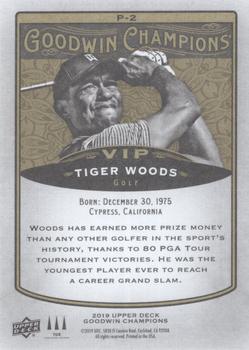 2019 Upper Deck Goodwin Champions - VIP Prize #P-2 Tiger Woods Back